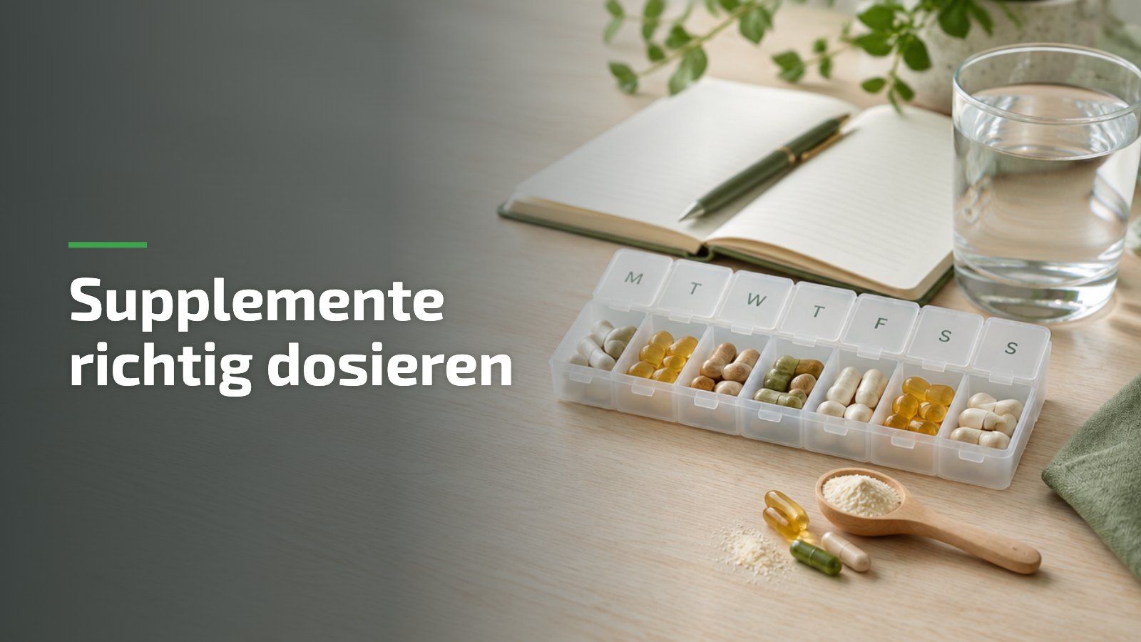 Supplemente Dosierung: Kapseln im Wochendosierer mit Messlöffel