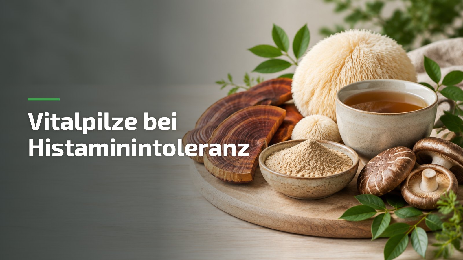 Vitalpilze bei Histaminintoleranz: getrockneter Reishi, Hericium und Pilzpulver